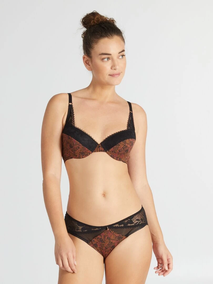 Soutien gorge paddé avec imprimé 'Envie de Lingerie'   Marron