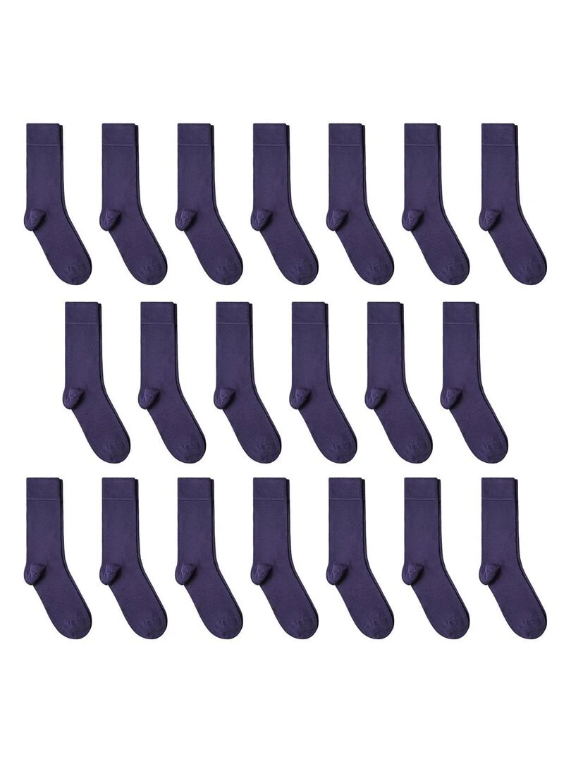 Chaussettes Jersey Coton Lot 20 Paires Fabrication UE Violet aubergine