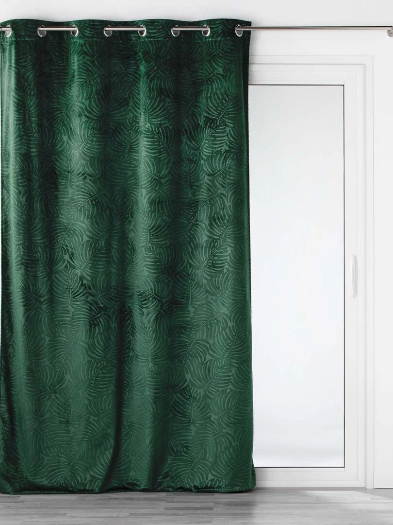 Rideau occultant en velours feuilles de monstera   Vert