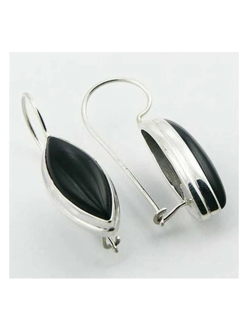 Boucles d'oreille amande agate Bijoucolor Noir