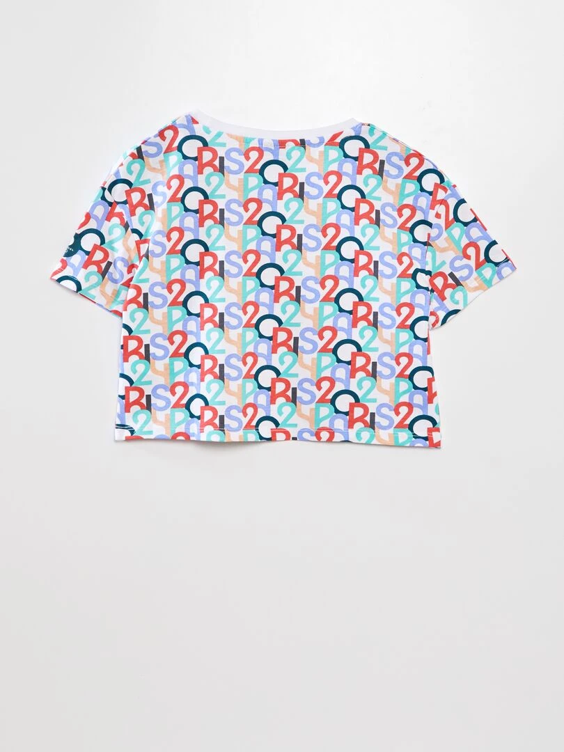 T shirt en coton avec imprimé   Paris 2024   Blanc