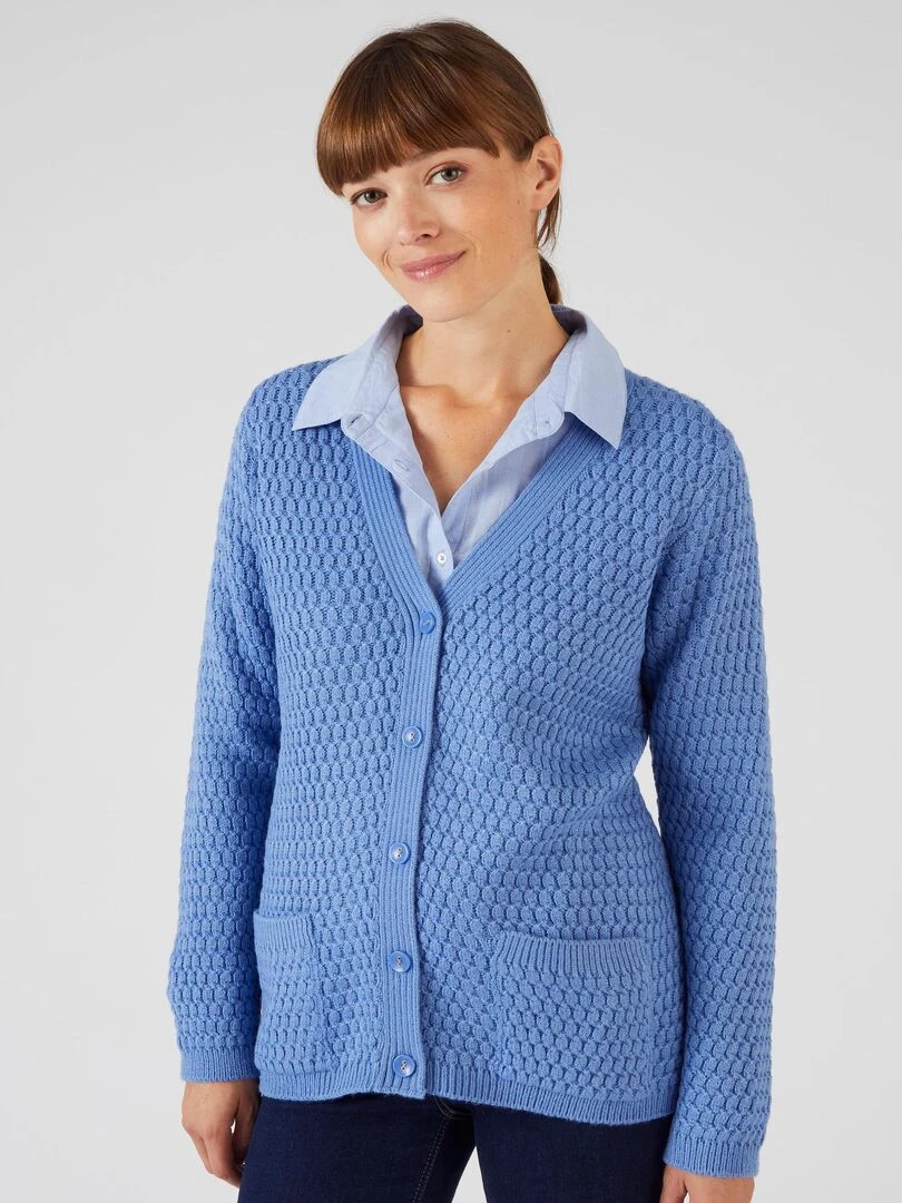 Gilet maille fantaisie   Damart   Bleu