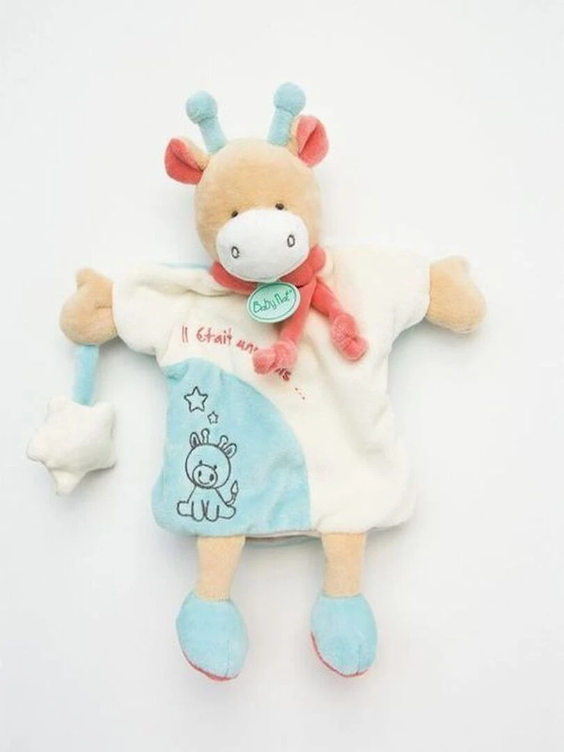 doudou Babynat Girafe Blanc  Il était une fois Marionnette   Blanc