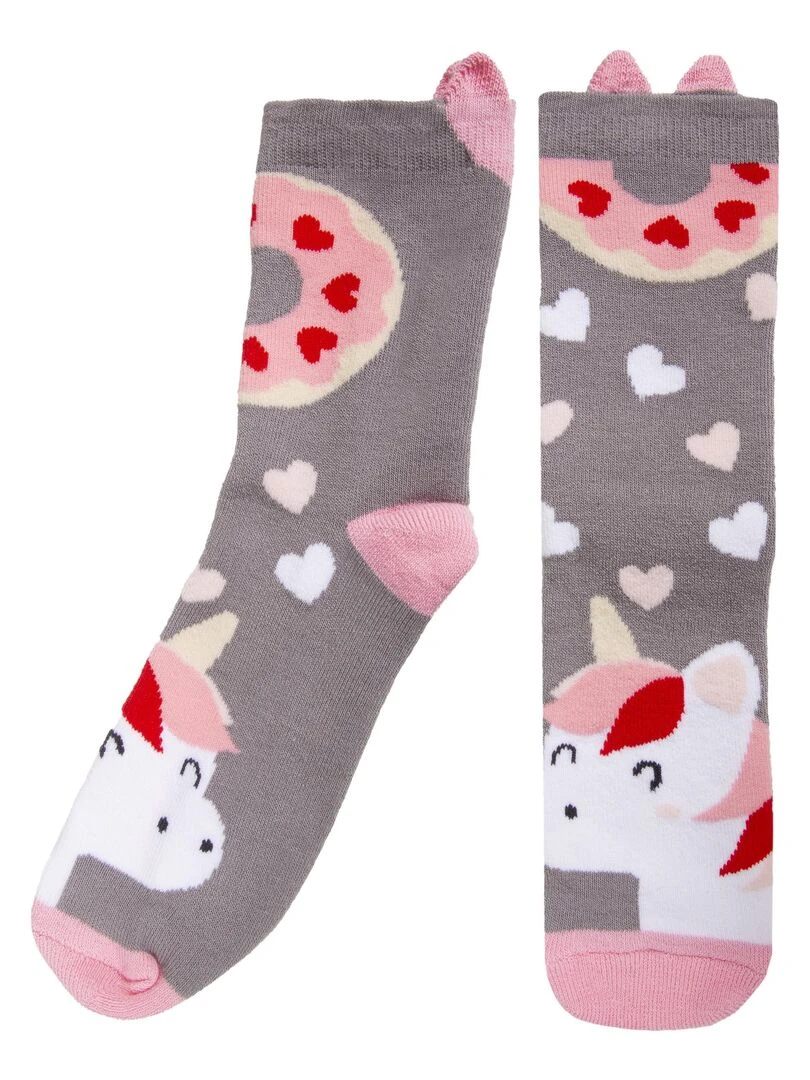 Chaussettes antidérapantes Enfant Licorne 27/34 Gris