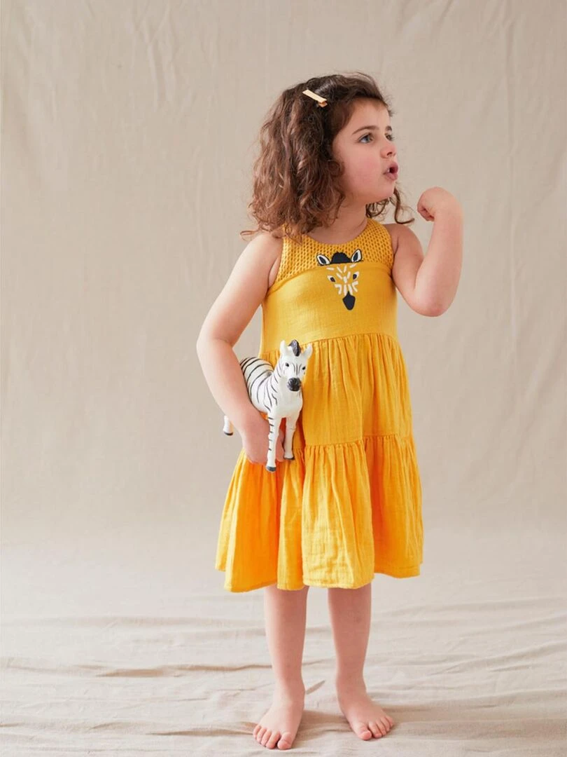 Robe fines bretelles zèbre Noukie's Jaune
