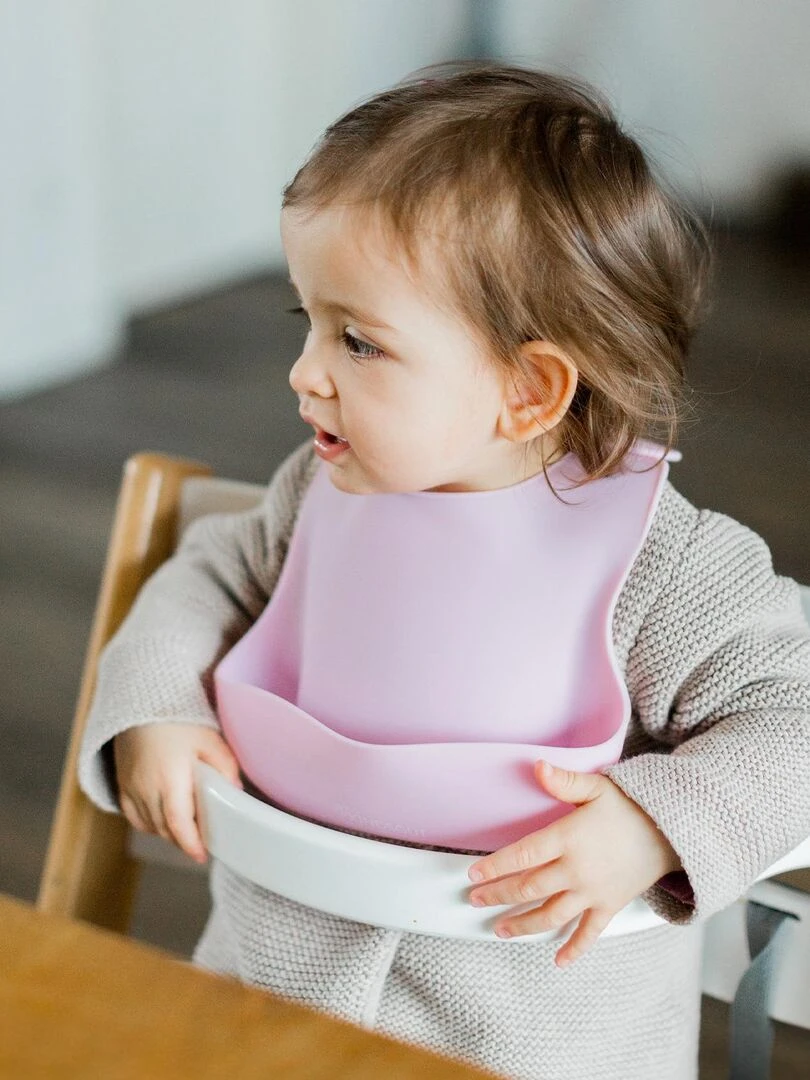 Bavoir bébé en silicone   Rose pâle