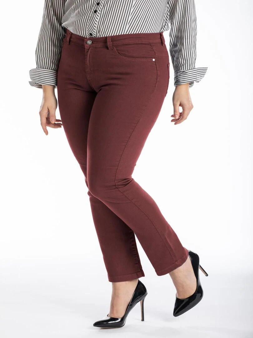 Jeans regular stretch twill de couleur OBR11 'OBER' Rouge bordeaux