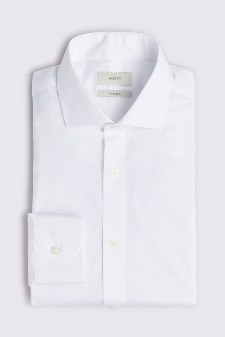 Tailored Fit White Twill Non-Iron Shirt   Buy Online at Moss