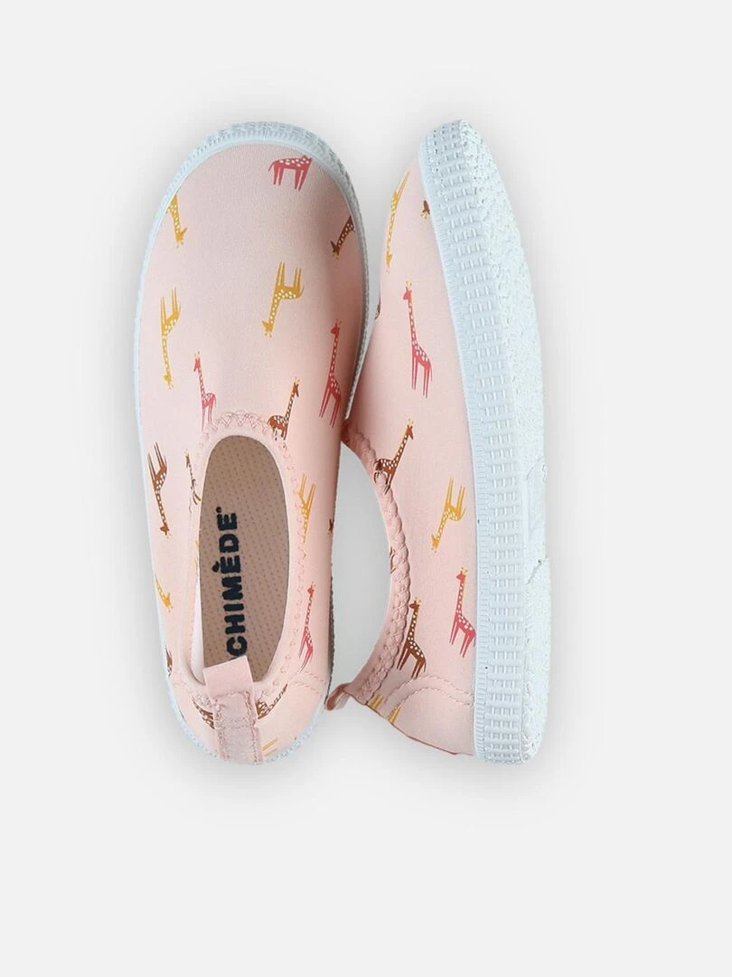 Chaussons de bain imprimés girafes Archimède Rose