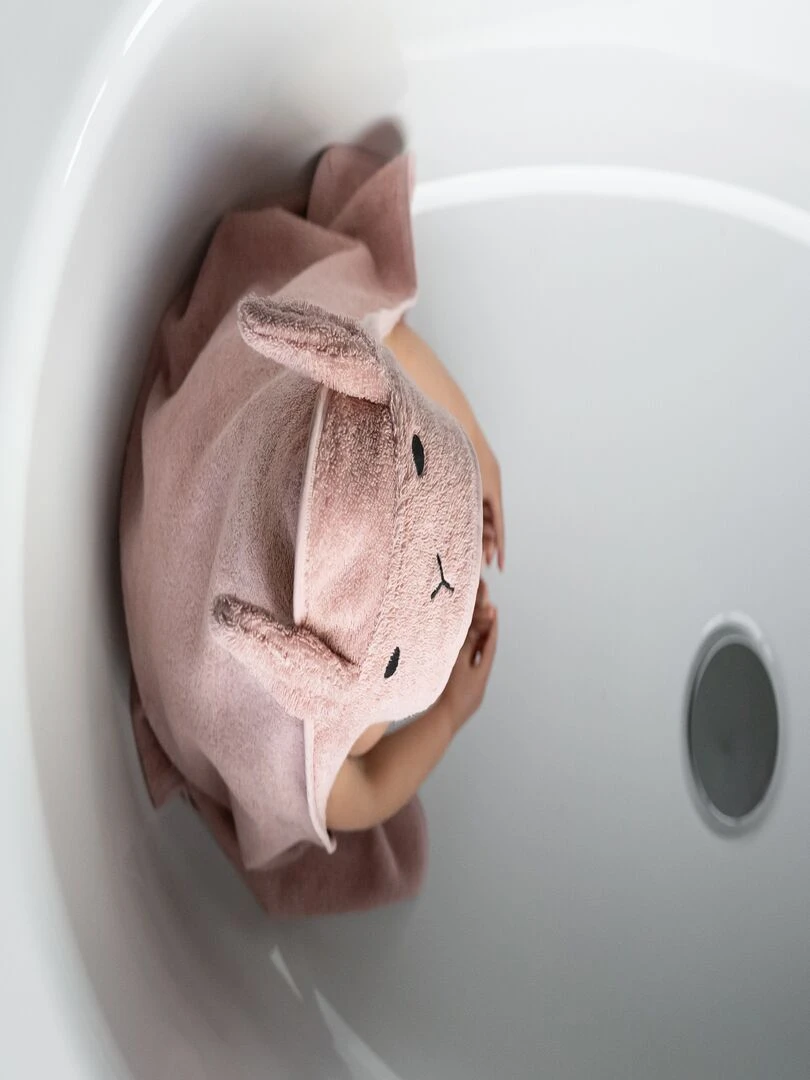 Serviette à capuche chat   Rose