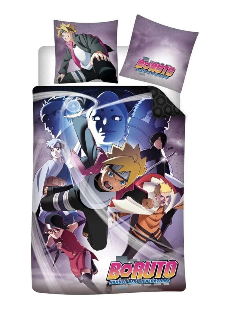 Parure de lit réversible Boruto Naruto Next Generations 140 cm x 200 cm Multicolore