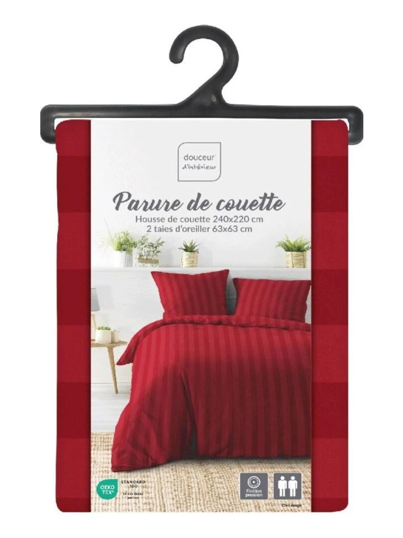Housse de couette 240x220 + 2 taies Cléo rouge uni microfibre   Rouge