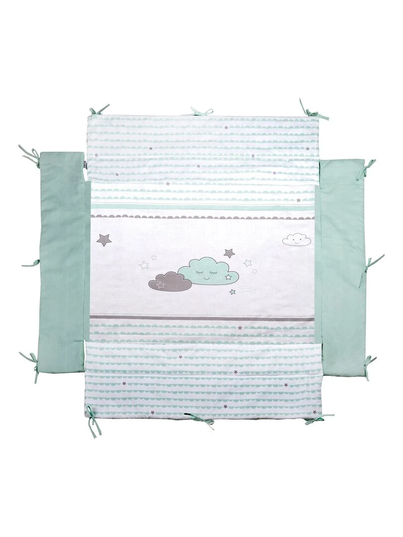 Tapis de parc universel avec bords imprimé nuages 'ROBA' Happy Cloud Vert d'eau
