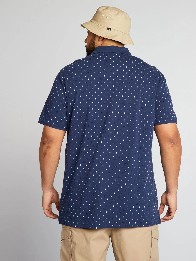 Polo en piqué de coton avec motif   Marine
