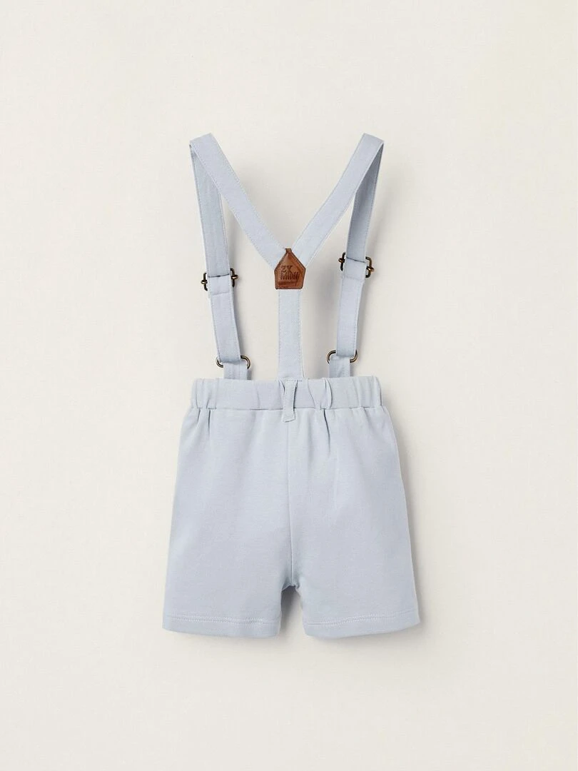 Shorts en piqué avec bretelles pour nouveau né   Bleu clair