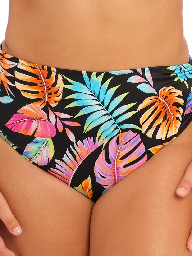 Bas de maillot ajustable taille haute Tropical Falls Noir