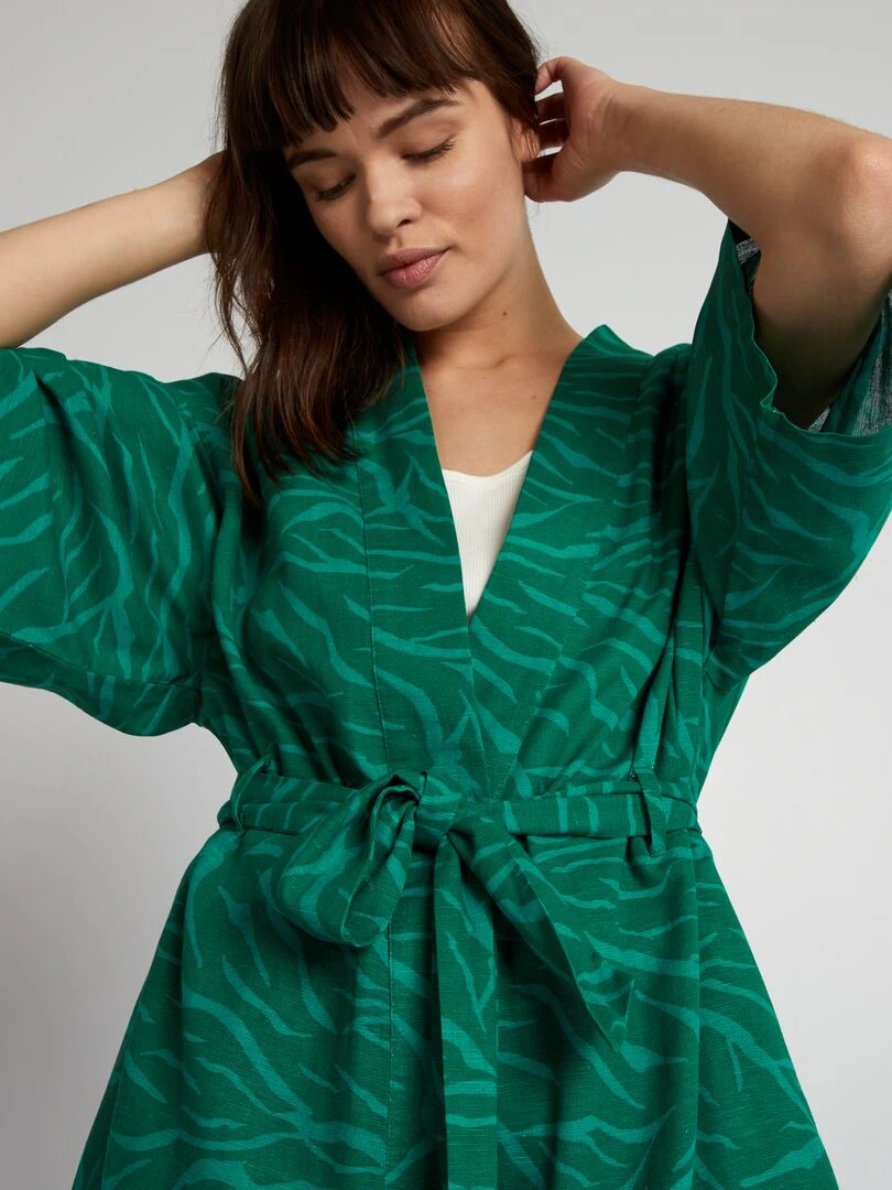 Veste kimono imprimé zébré   Vert