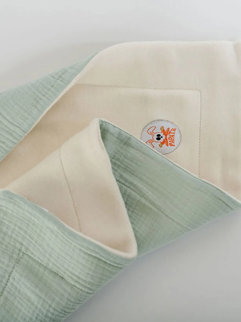 Couverture en Coton Bio Rex Blanc et Vert   Vert