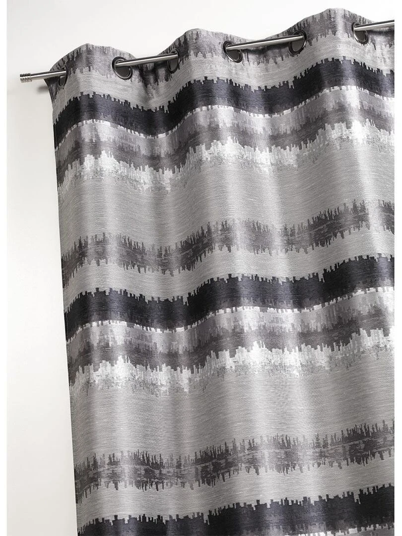 Rideau ethnique en jacquard à rayures horizontales Gris clair
