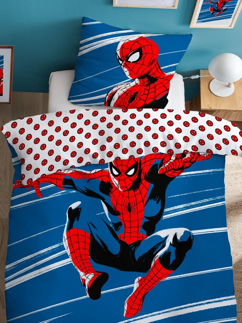 Parure de lit 'Spider Man' 1 personne bleu/rouge
