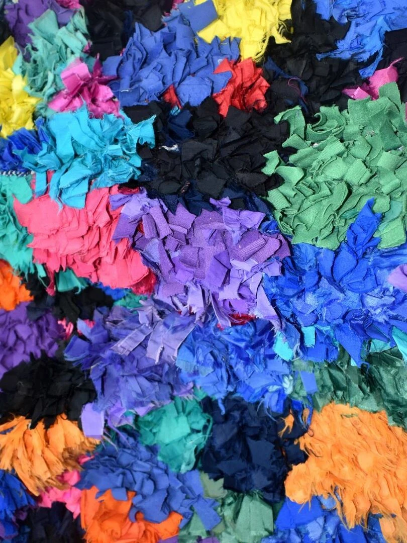 Tapis berbère noué main en tissu recyclé BOUCHAROUITE BP Multicolore