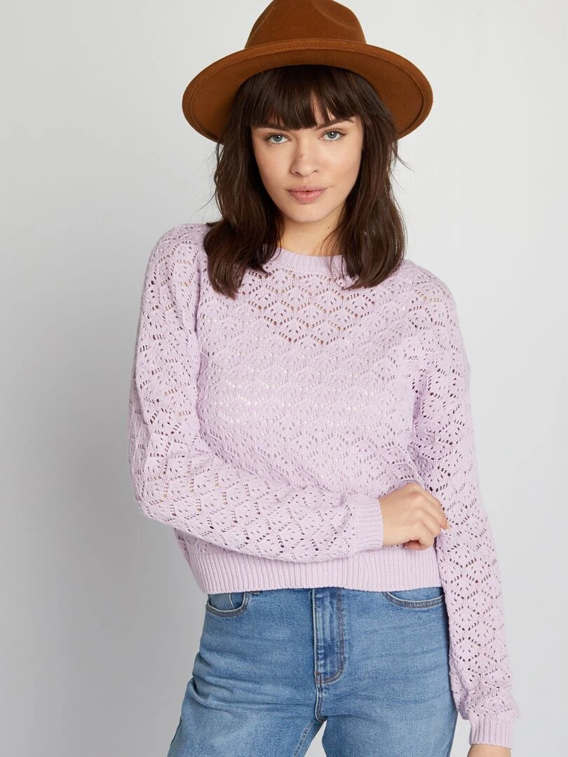 Pull en maille ajouré Violet