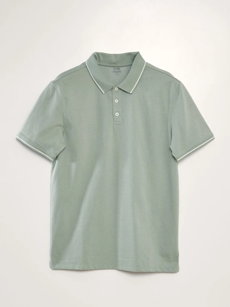 Polo en piqué de coton effet moucheté Vert