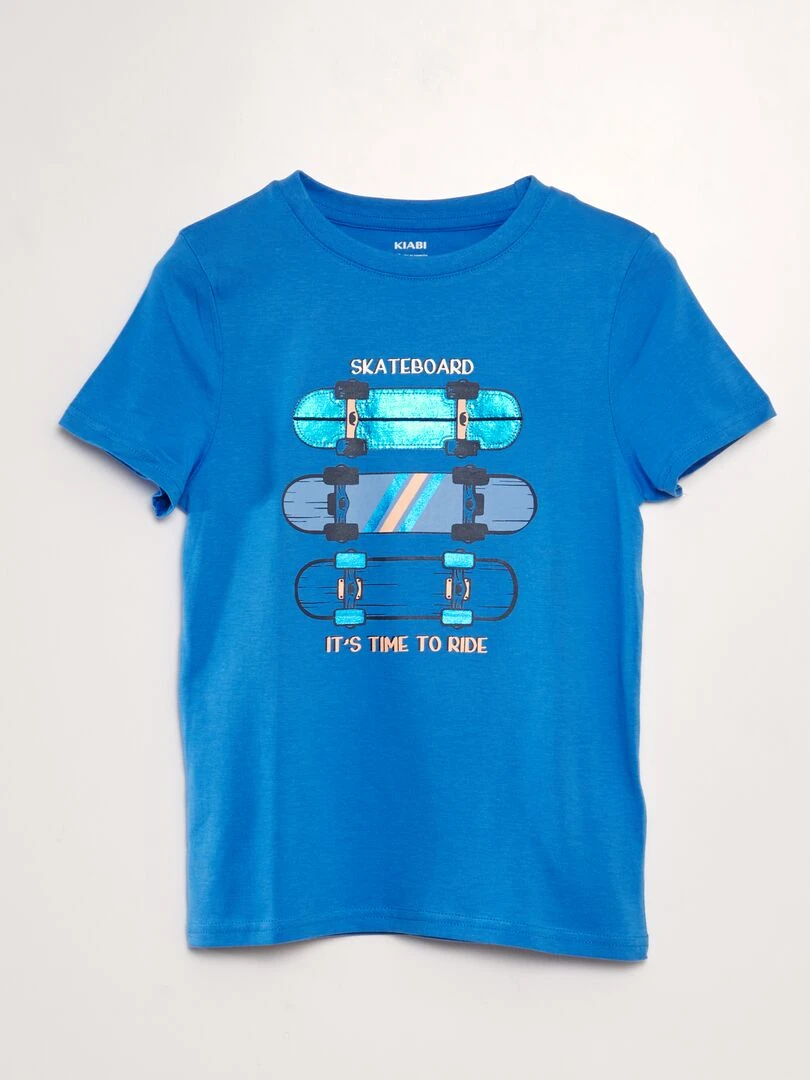 T shirt à imprimé animé Bleu