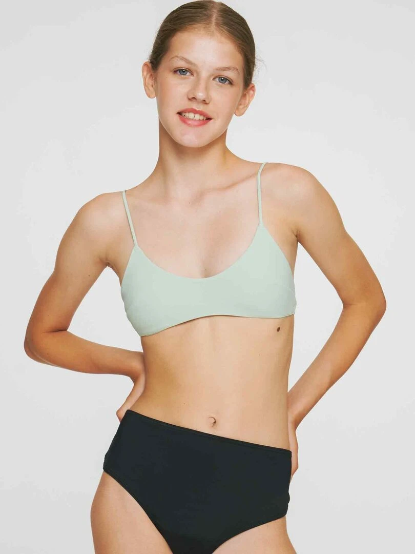 Culotte de Bain Menstruel taille haute pour ados Flux moyen Noir Noir