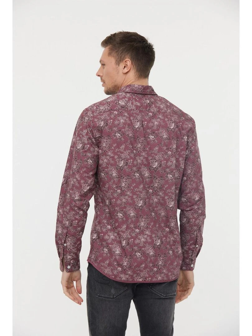 Lee Cooper   Chemise manches longues coton regular DLEO   Rouge foncé