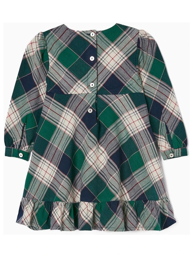Robe en coton à carreaux pour bébé fille 'You&Me' manches longues NOËL Bleu foncé