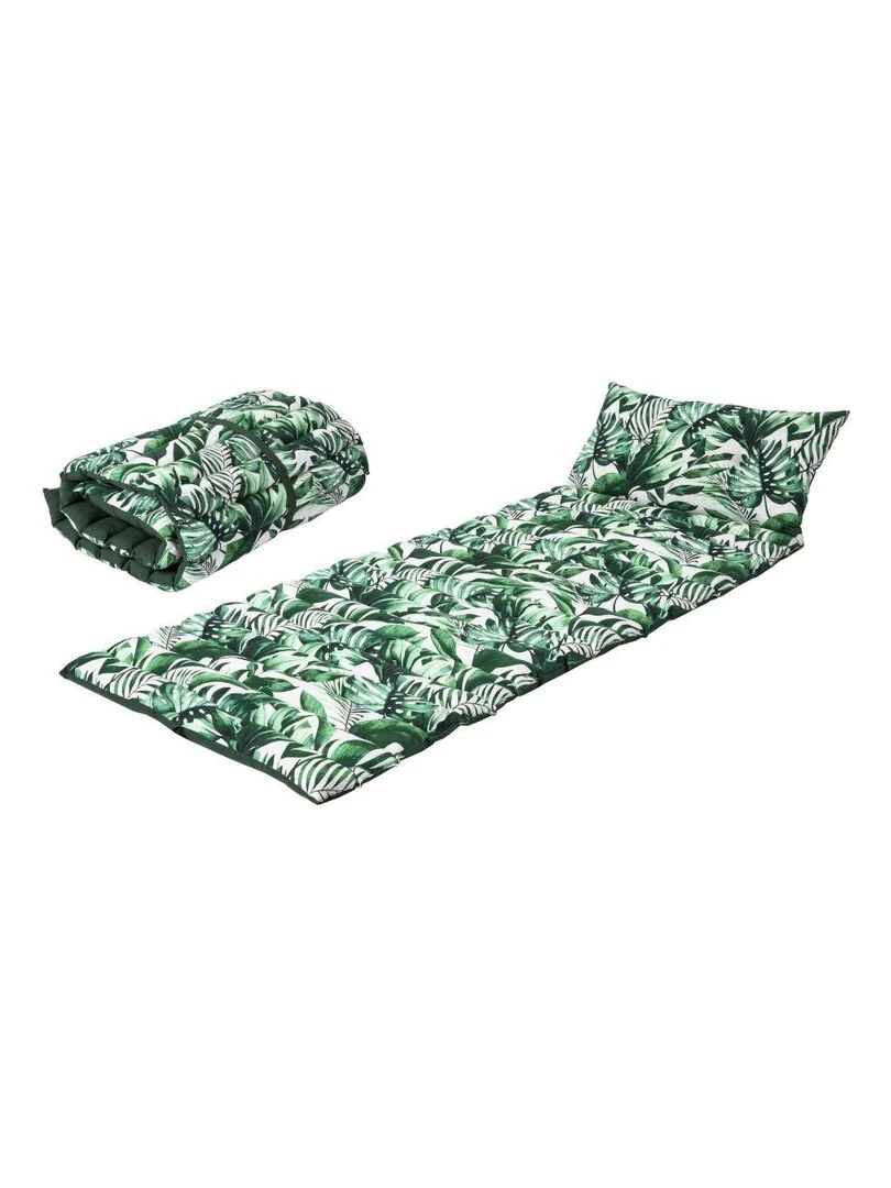 Long coussin de plage réversible VEGE 'Deko&co' Blanc Vert