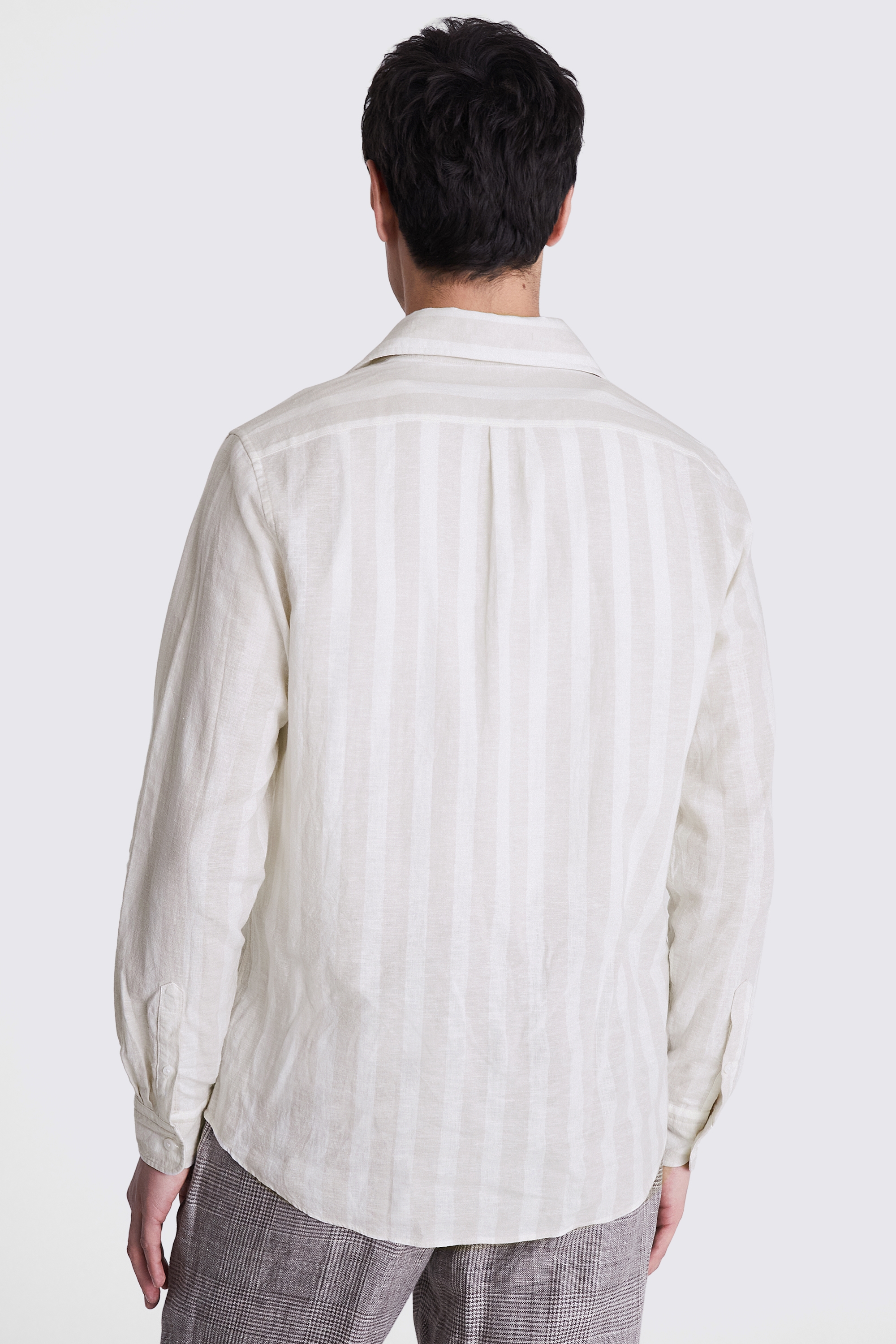 Cotton Linen Camel Stripe Shirt   Buy Online at Moss