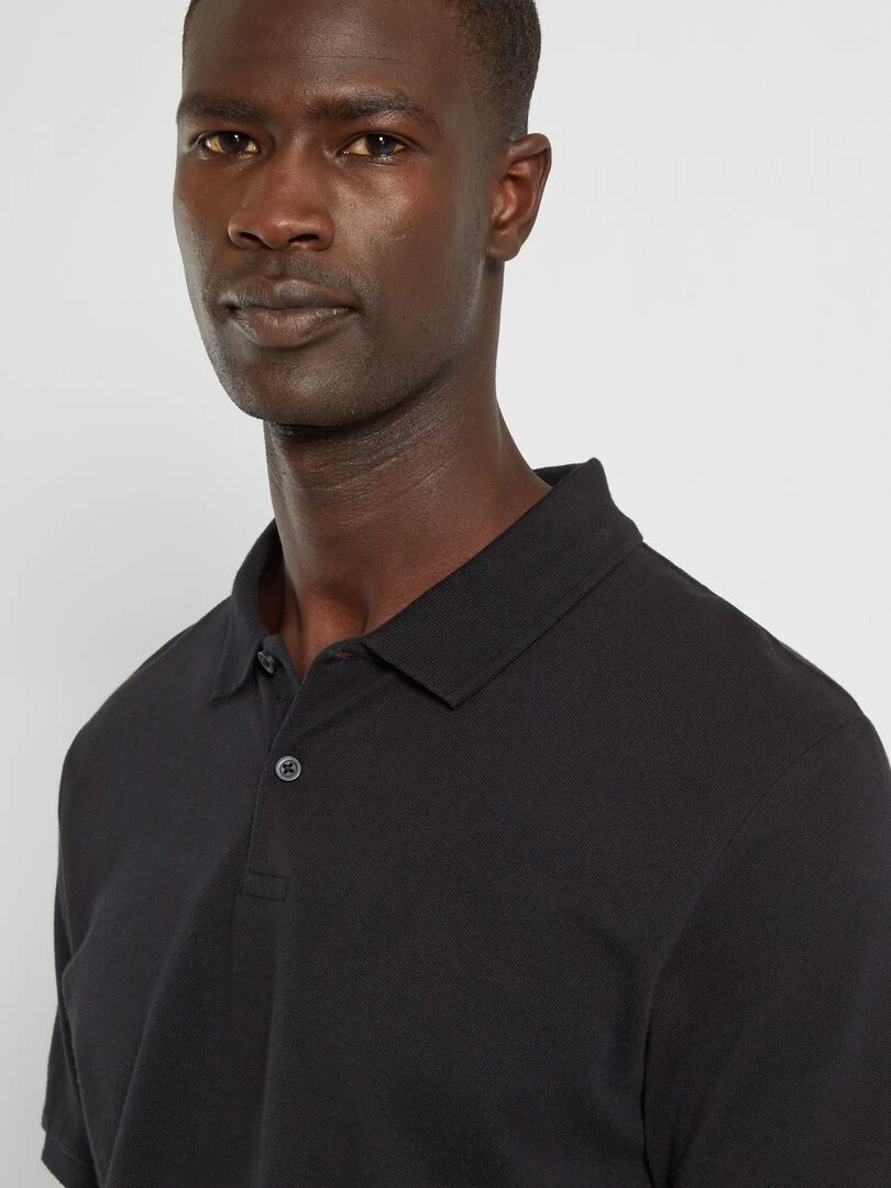 Polo en piqué de coton   noir