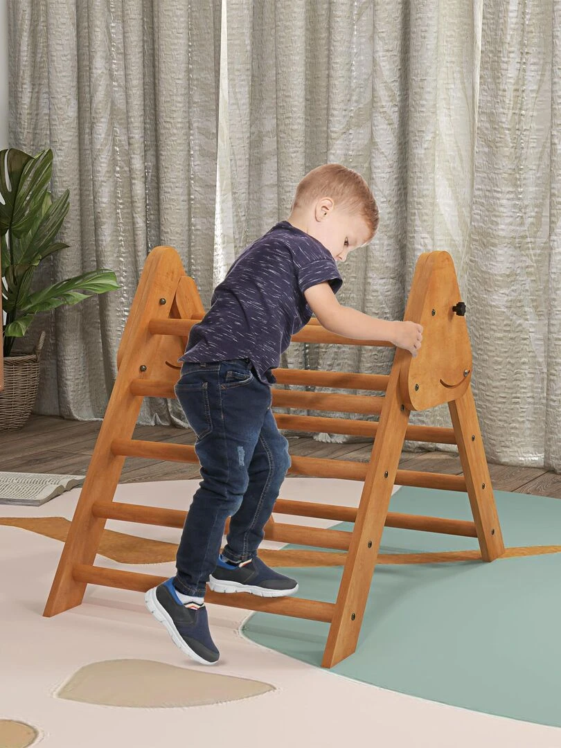 Triangle d'escalade enfant pliable bois de hêtre   Beige