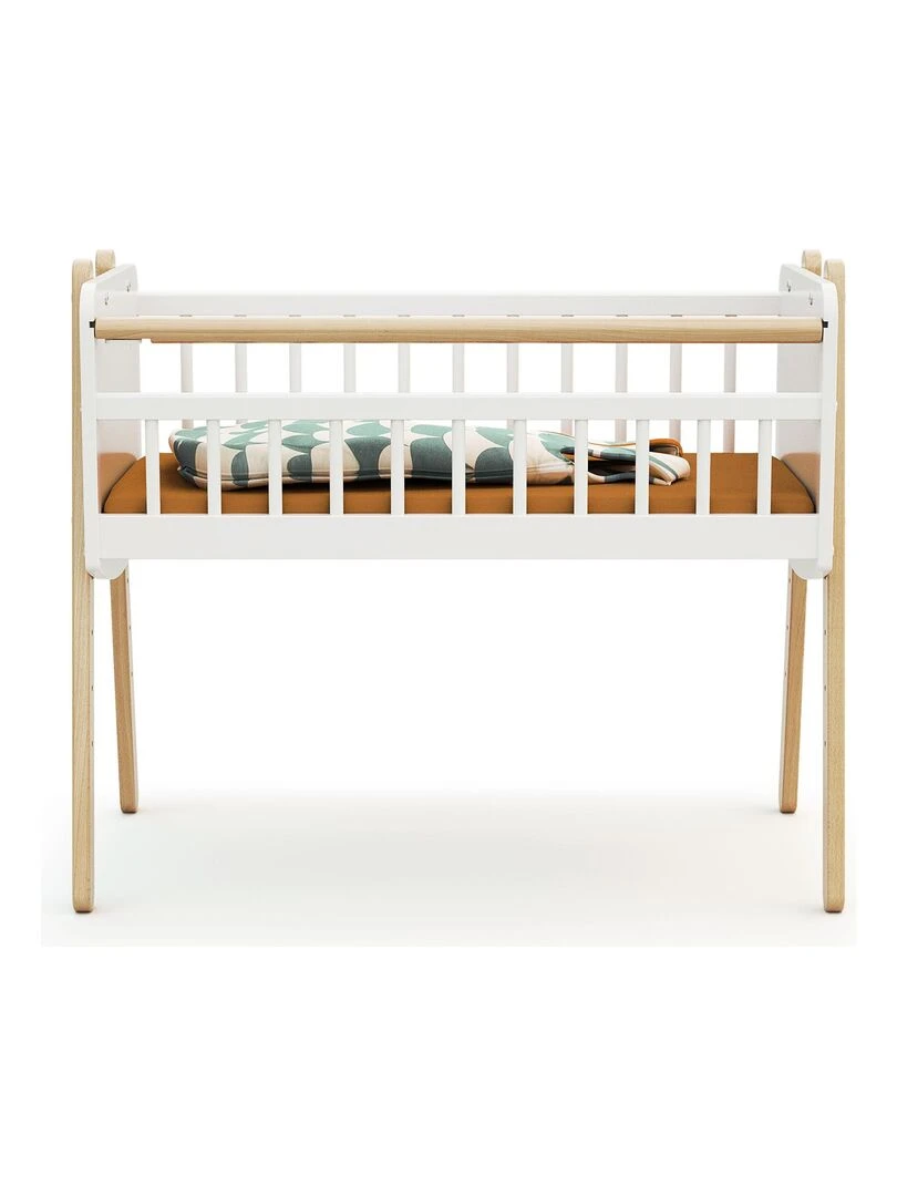 AT4    Berceau cododo en bois PIRATE Blanc et Hêtre Verni 40 x 80 cm   Blanc Marron