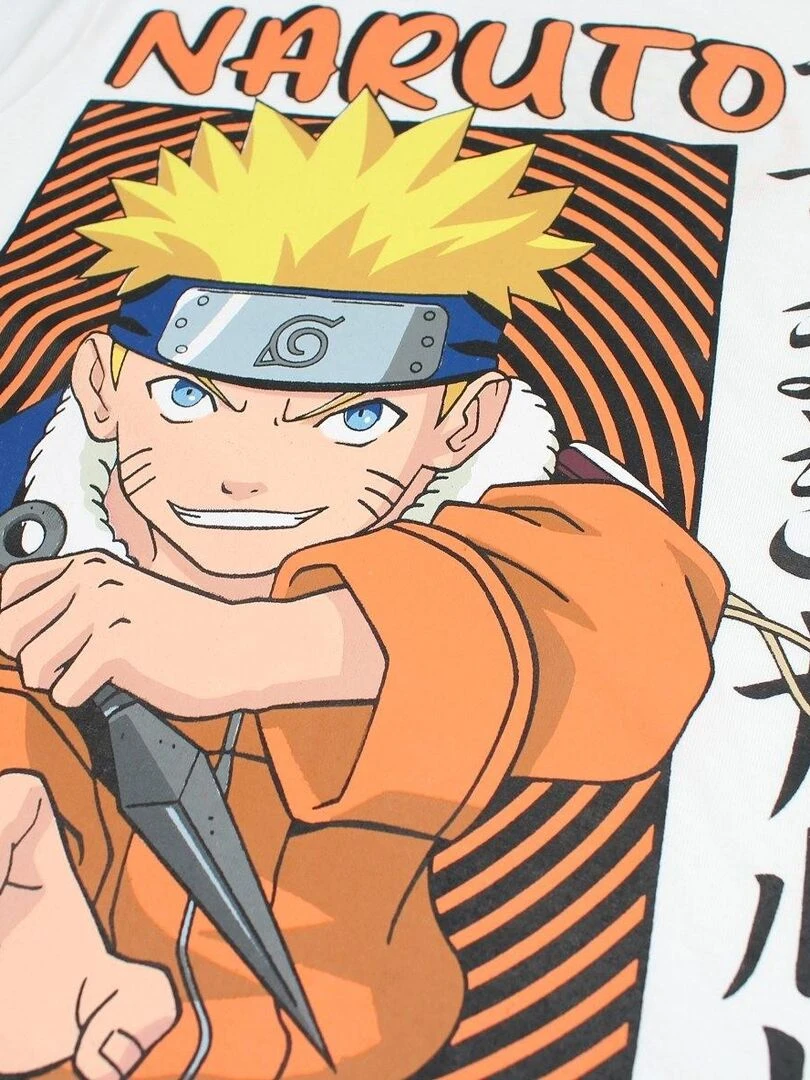 Naruto   Ensemble ​​T shirt short garçon Imprimé Naruto   Blanc