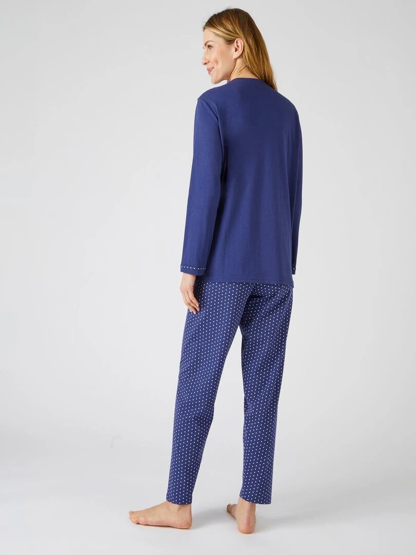 Pyjama maille jersey coton peigné   Damart   Bleu nuit