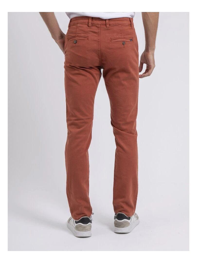 Pantalon chino coupe ajustée VALBACOL Rouge brique
