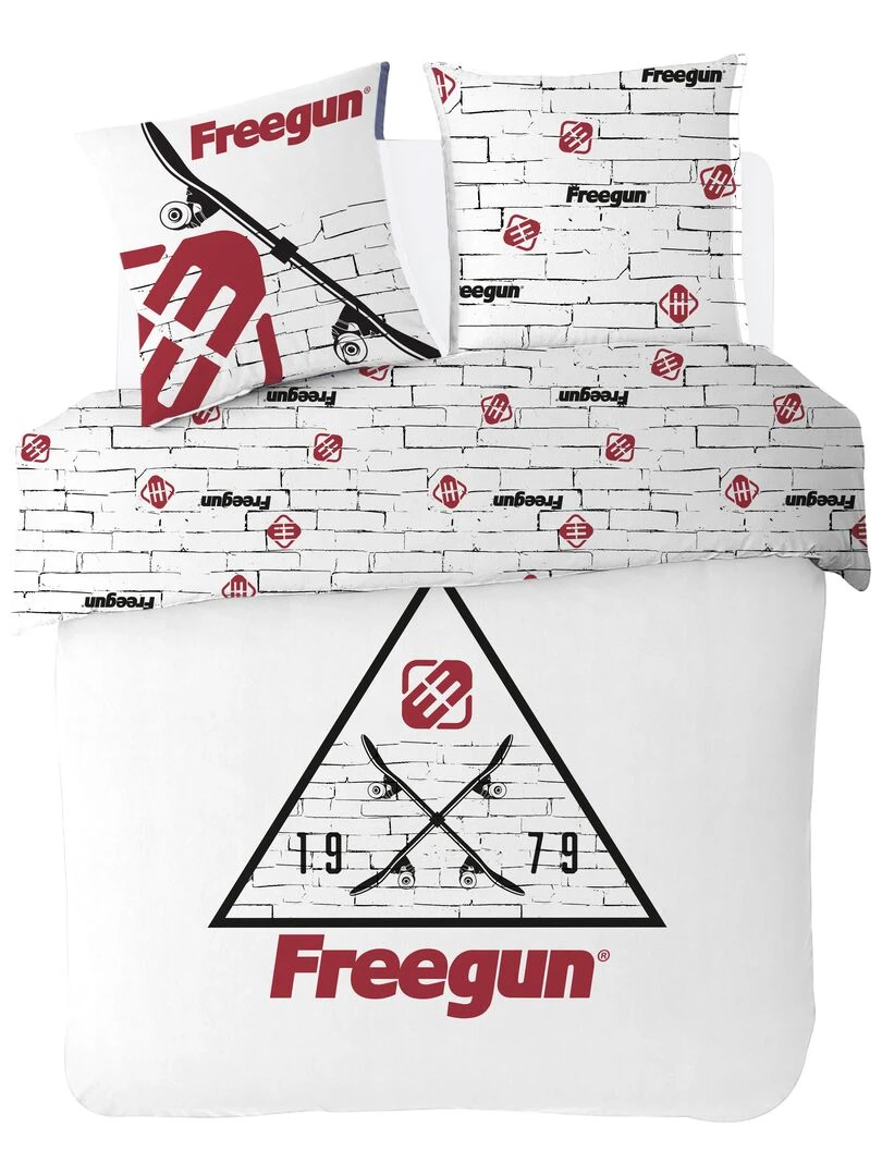 Housse de couette Freegun Skateboard 200x200 cm 100% Coton Blanc