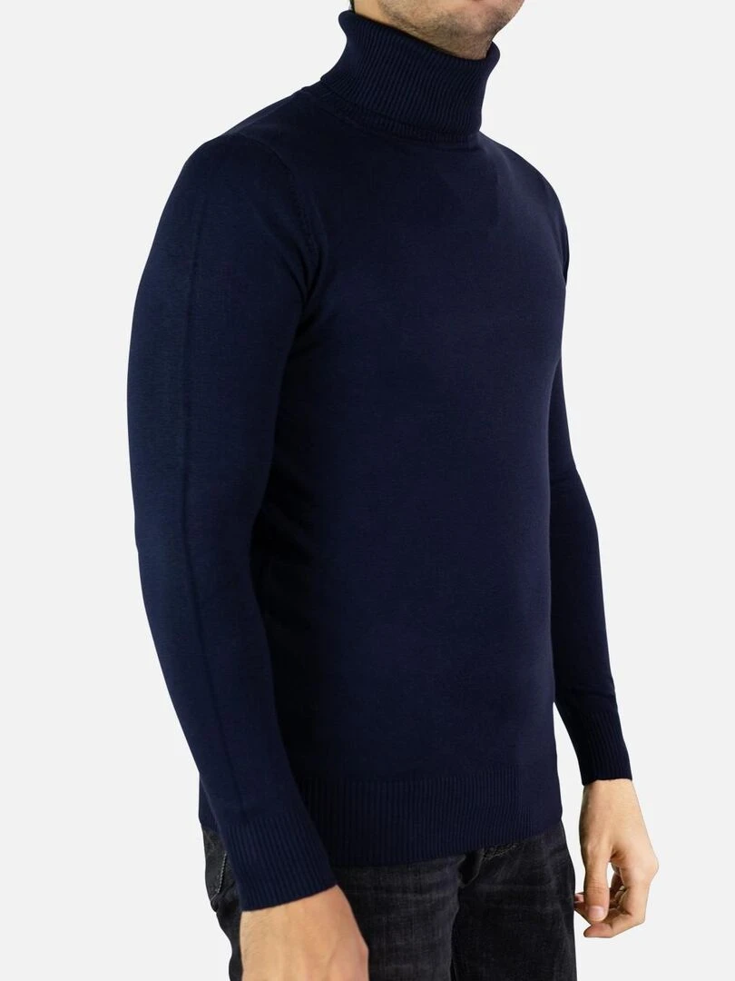 Pull manches longues col roulé Kebello   Bleu marine