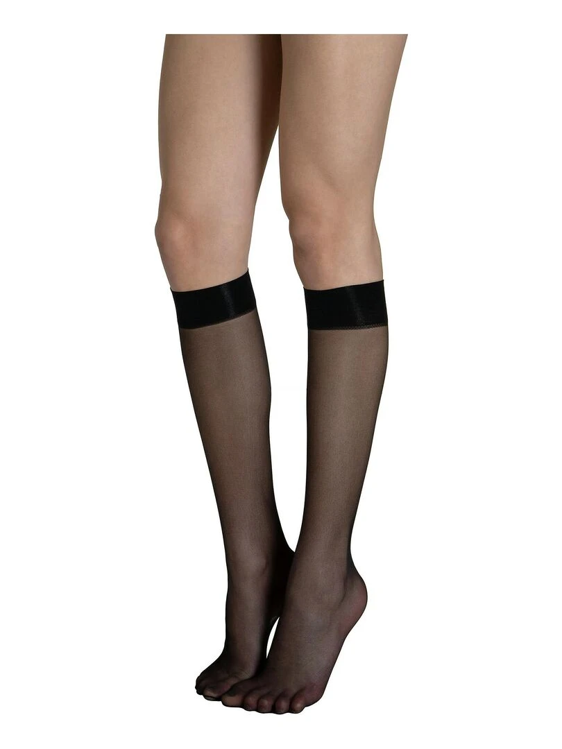 Lot de 2 paires mi bas 15 DEN Pretty   Noir