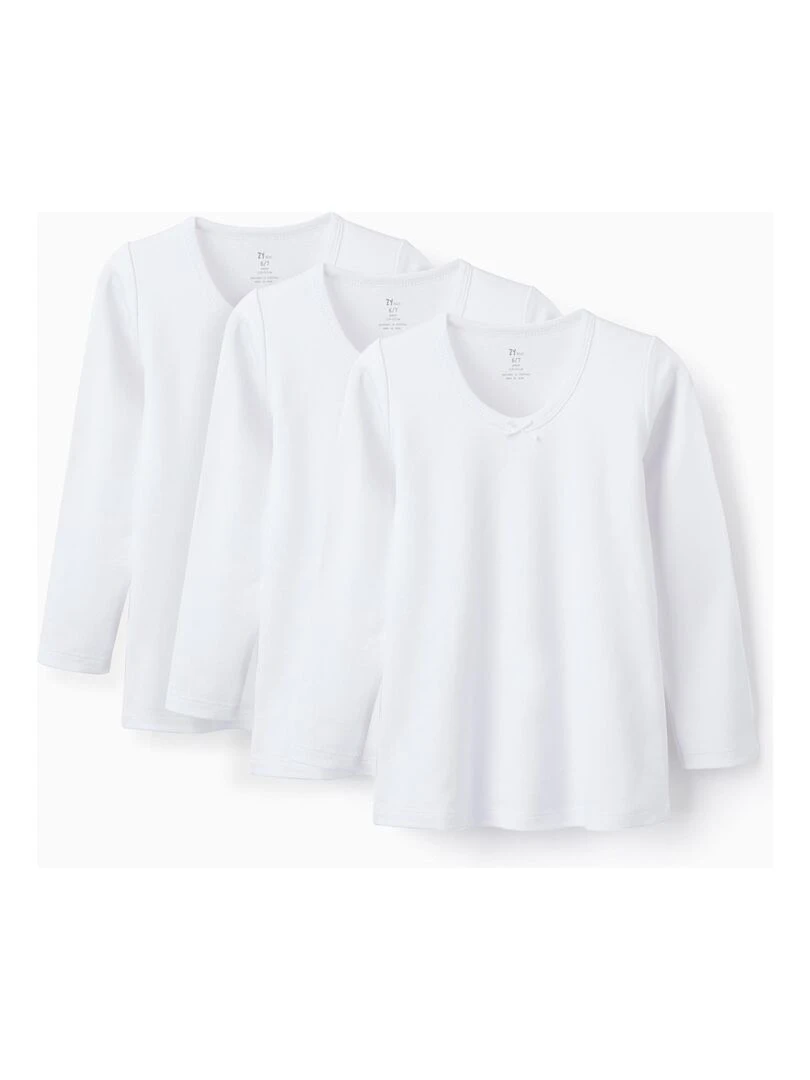 Pack 3 Maillots de Corps en Coton avec Effet Thermique pour Fille ESSENTIALS LINE Blanc