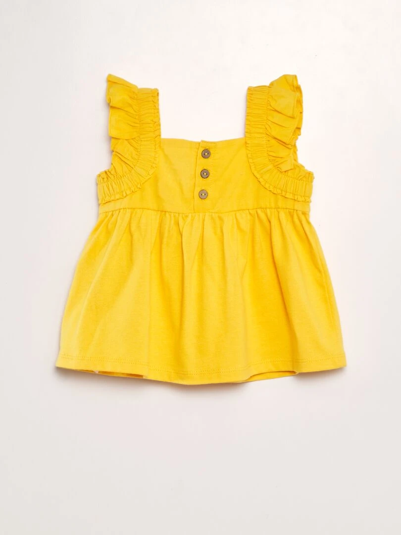 T shirt avec bretelles volantées Jaune