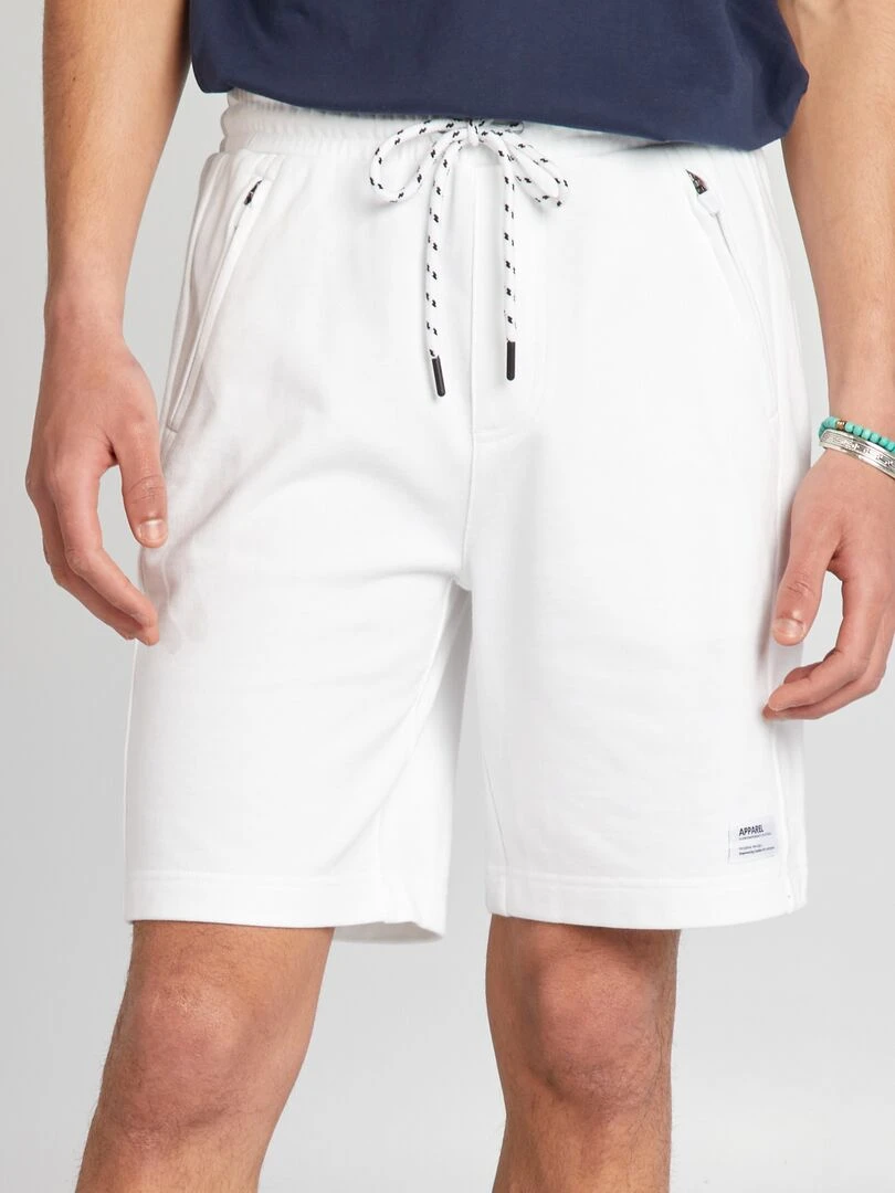 Short en molleton avec poches zippées blanc