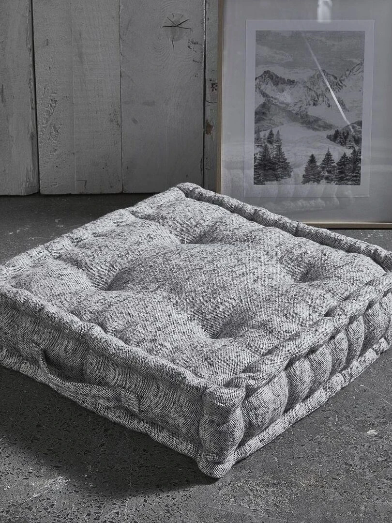 Coussin de sol carré 'MOUNTAIN' 'TODAY' Gris clair