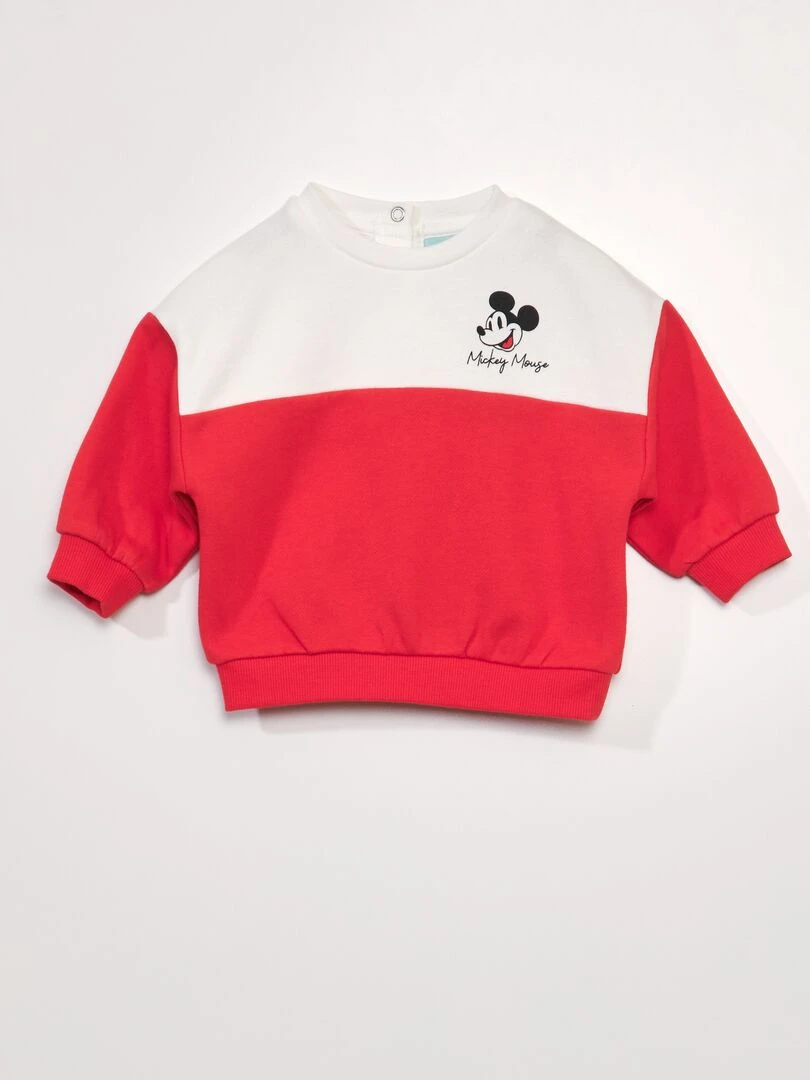 Sweat color block 'Mickey' Blanc/rouge
