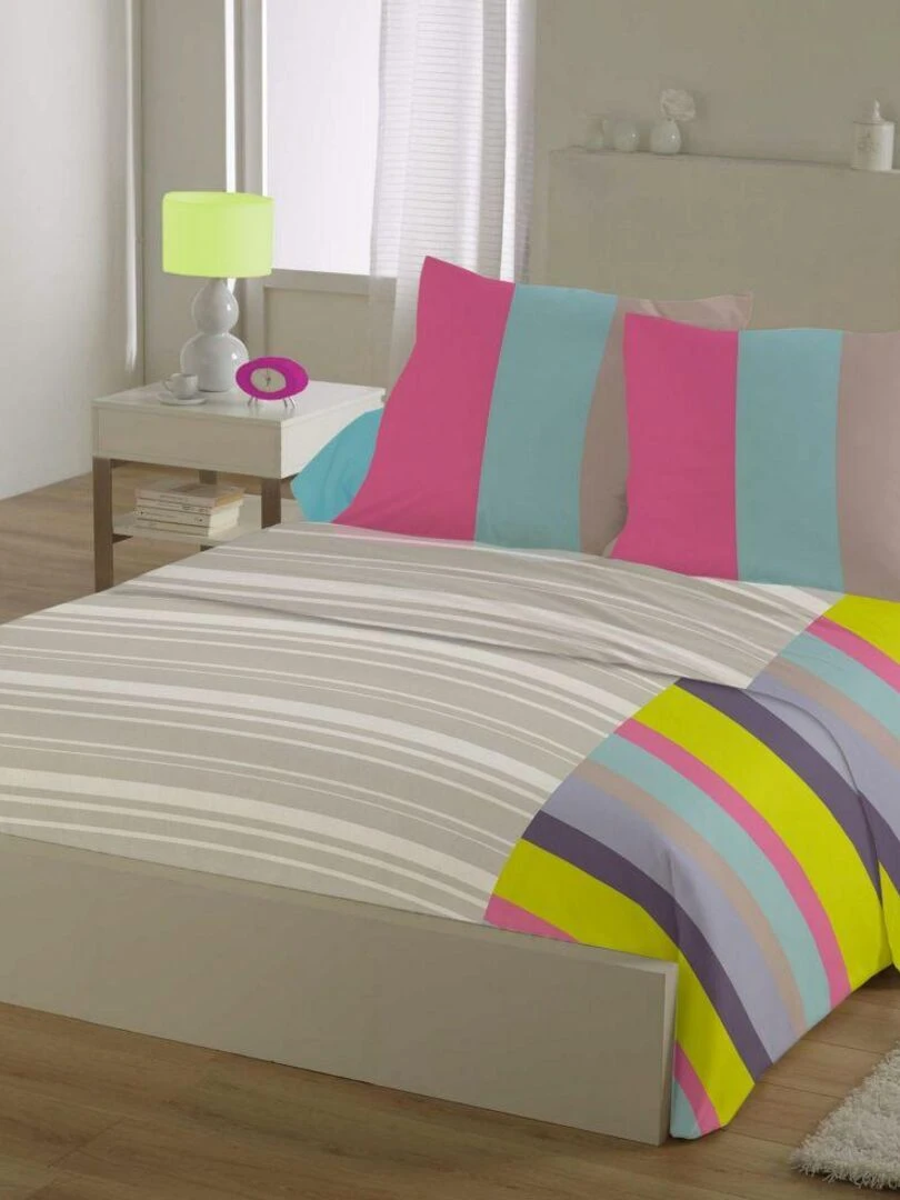 Parure de drap 4 pièces Coton Rayures Vert