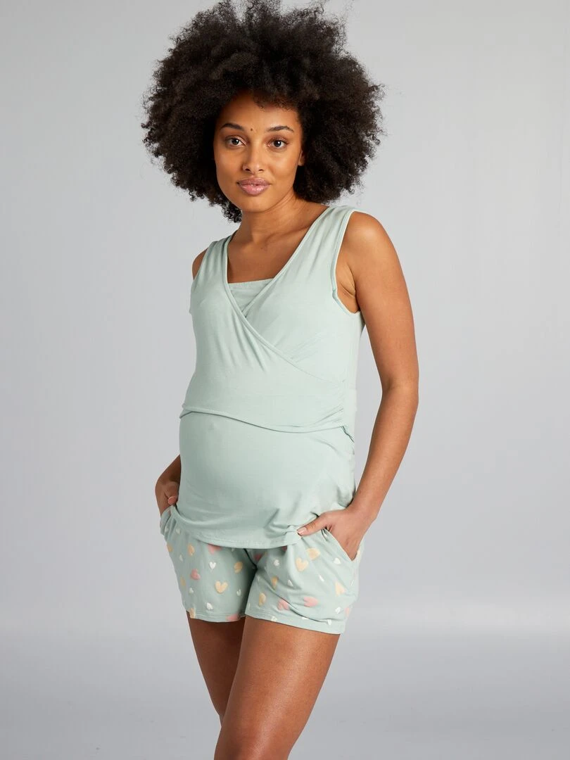 Ensemble pyjama d'allaitement 2 pièces Vert