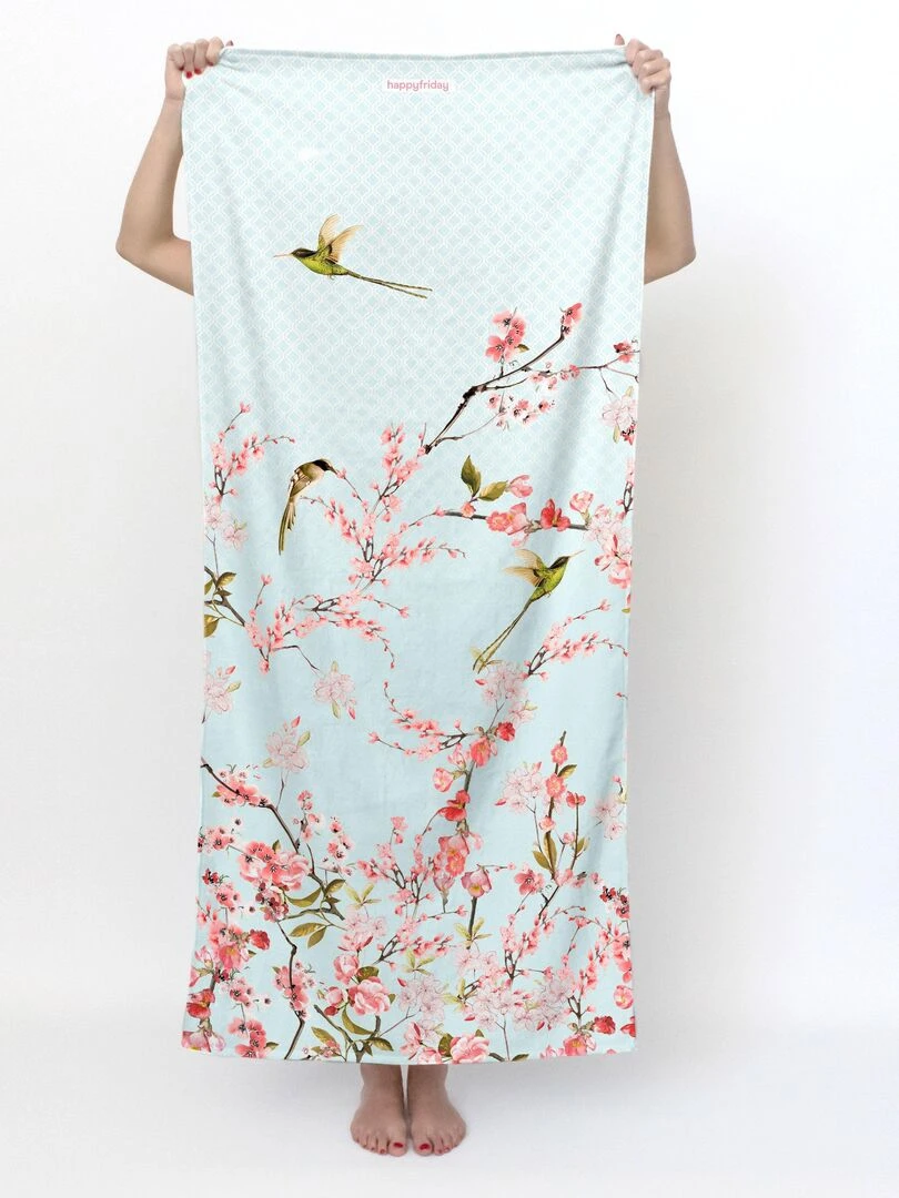 Serviette Chinoiserie "Happyfriday" Blanc